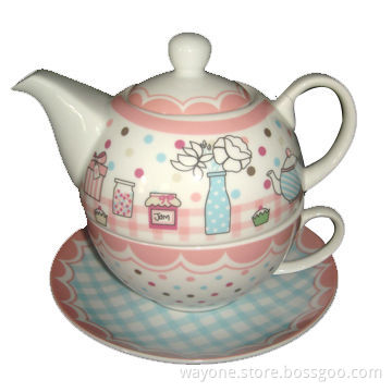 Classic Nice China Tea Pot Set, Suitable for Gift Purposes, Comes in Cupcakes Motif